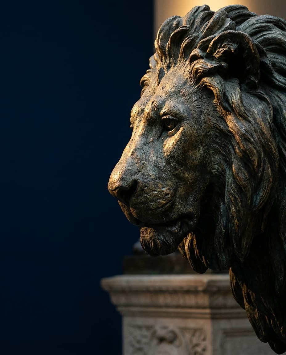 bronze lion sculpture